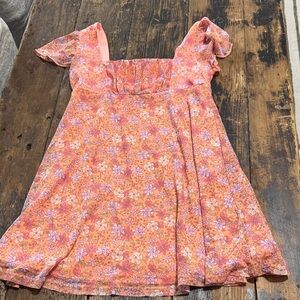 Ally B Pink and Orange Floral Casual Girls Dress